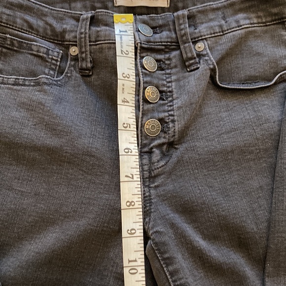 Madewell 9” high rise skinny jeans, button fly, black, raw distressed hem, 26T - Picture 8 of 15